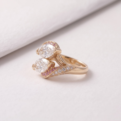 2 CT Pear Cut Curved Lab-Grown Diamond Engagement Ring