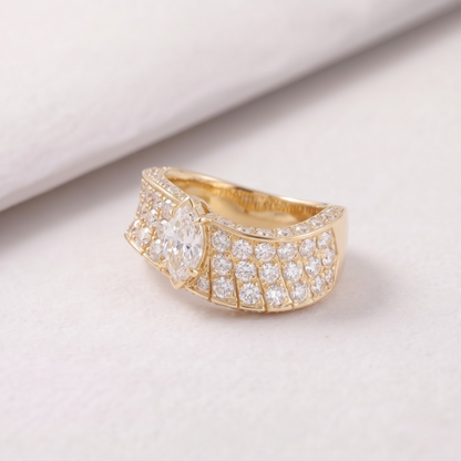 2 CT Pear Cut Curved Lab-Grown Diamond Engagement Ring