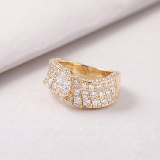 2 CT Pear Cut Curved Lab-Grown Diamond Engagement Ring