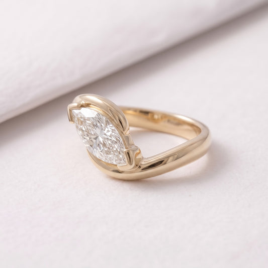 2 CT East West Marquise Cut Solitaire Lab-Grown Diamond Engagement Ring