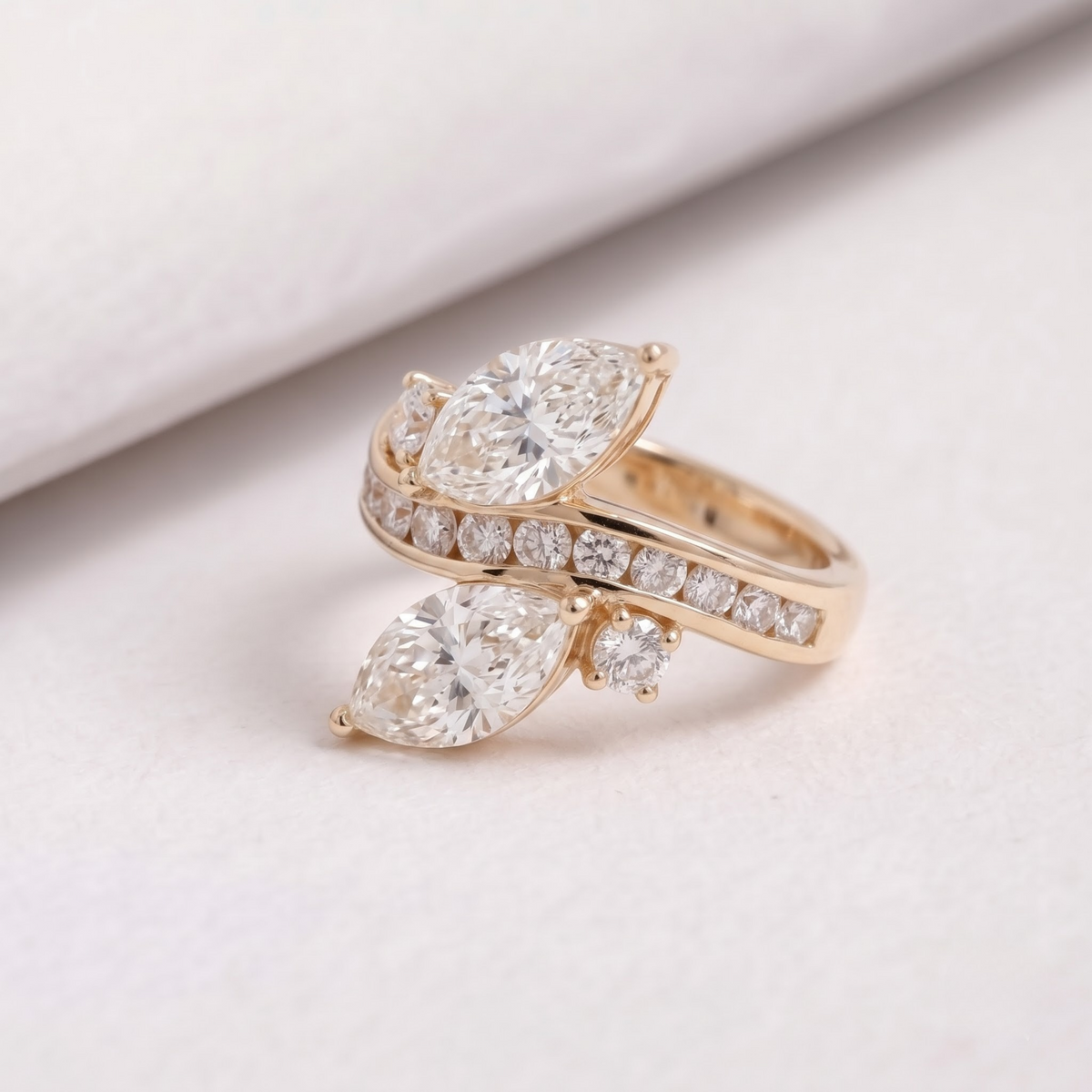 2 CT Pear Cut Curved Lab-Grown Diamond Engagement Ring