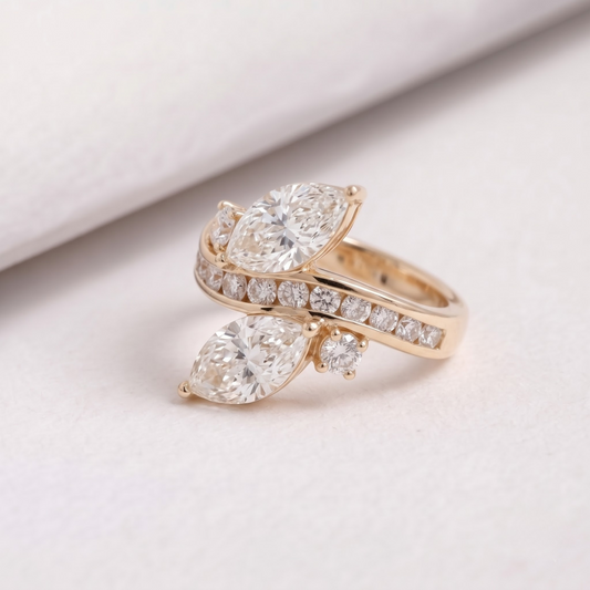 2 CT Pear Cut Curved Lab-Grown Diamond Engagement Ring