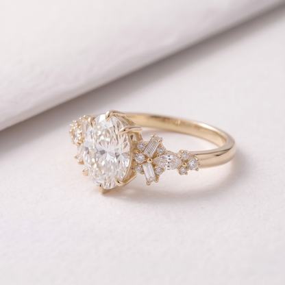 2 CT Pear Cut Curved Lab-Grown Diamond Engagement Ring