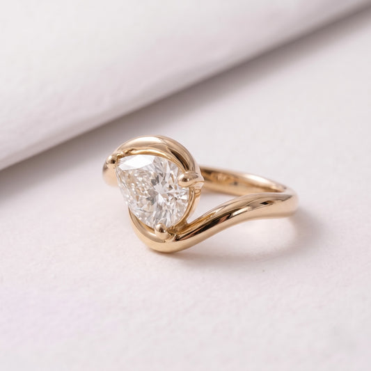 1 CT East West Pear Cut Solitaire Lab-Grown Diamond Engagement Ring
