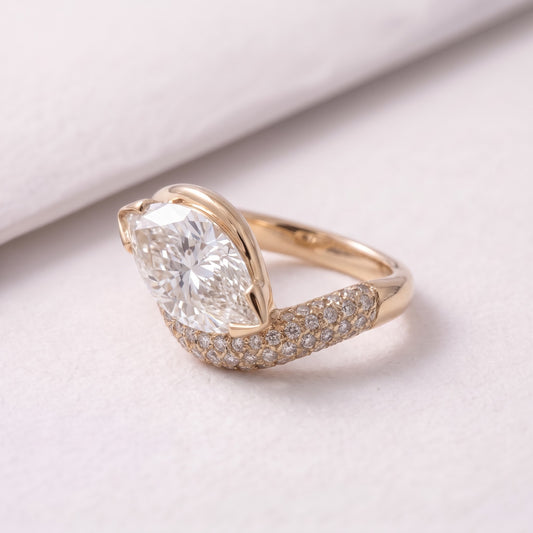 2 CT Marquise Cut Semi Pave Lab-Grown Diamond Engagement Ring