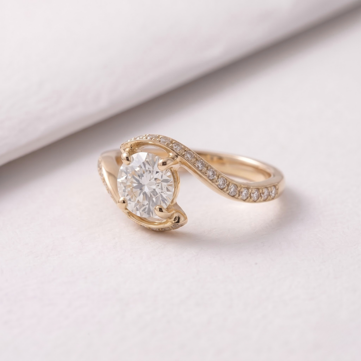 2 CT Pear Cut Curved Lab-Grown Diamond Engagement Ring