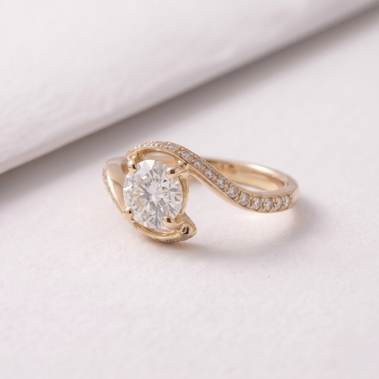 2 CT Pear Cut Curved Lab-Grown Diamond Engagement Ring