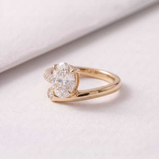 2 CT Pear Cut Curved Lab-Grown Diamond Engagement Ring