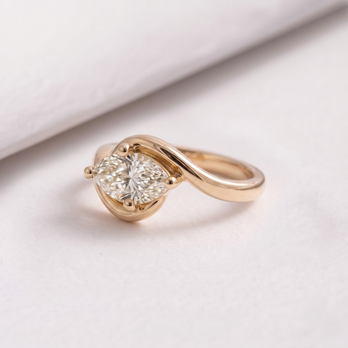 1.5 CT East West Marquise Cut Solitaire Lab-Grown Diamond Engagement Ring