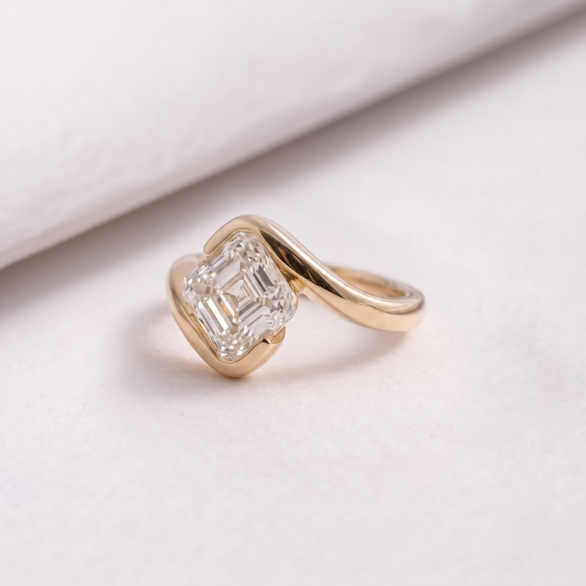 1.5 CT Asscher Cut Curved Lab-Grown Diamond Engagement Ring