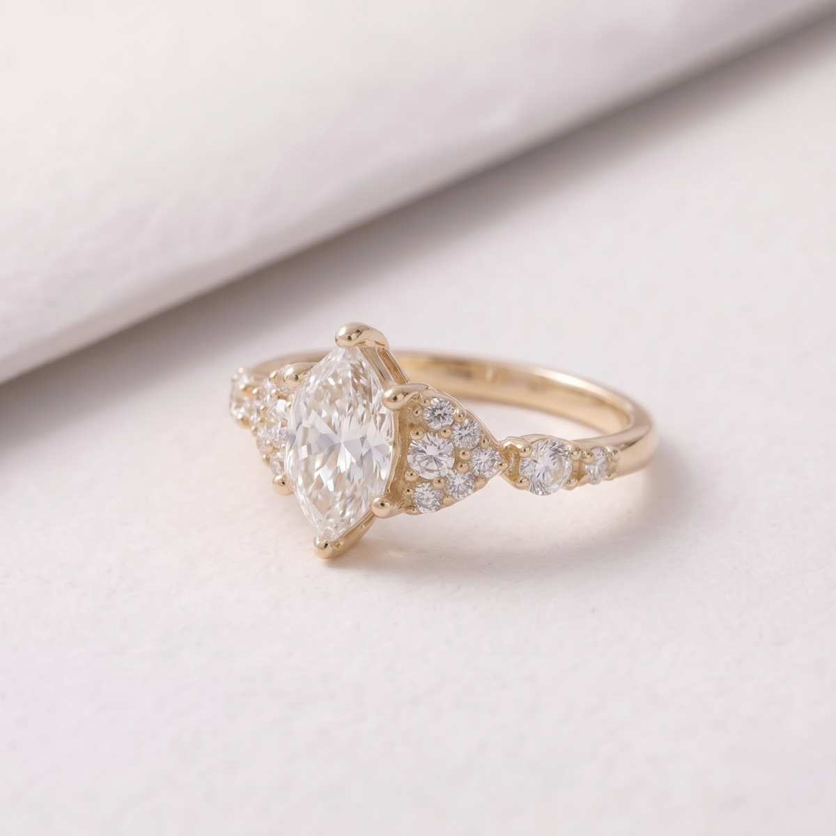2 CT Pear Cut Curved Lab-Grown Diamond Engagement Ring