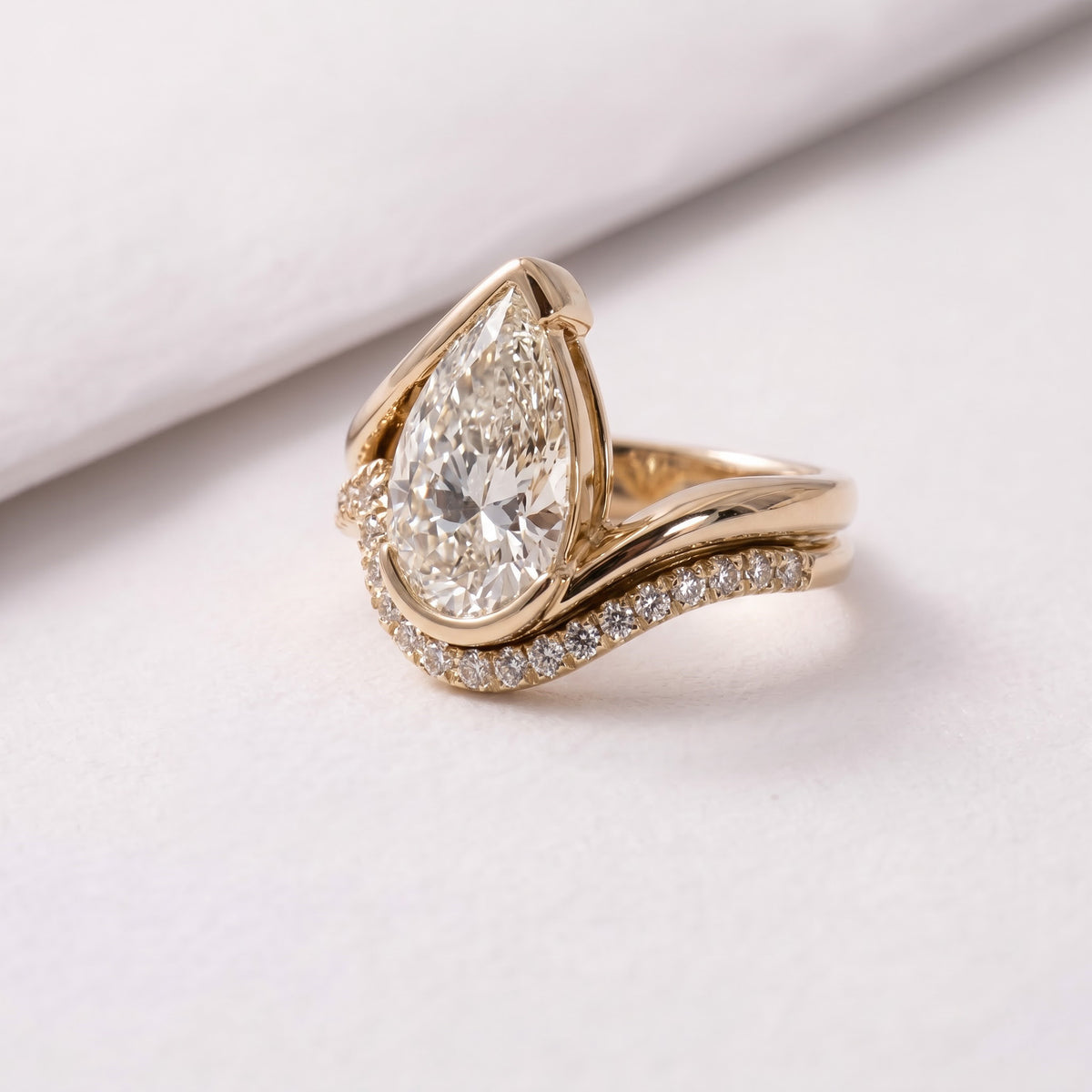 2.5 CT Pear Cut Minimal Pave Lab-Grown Diamond Bridal Set