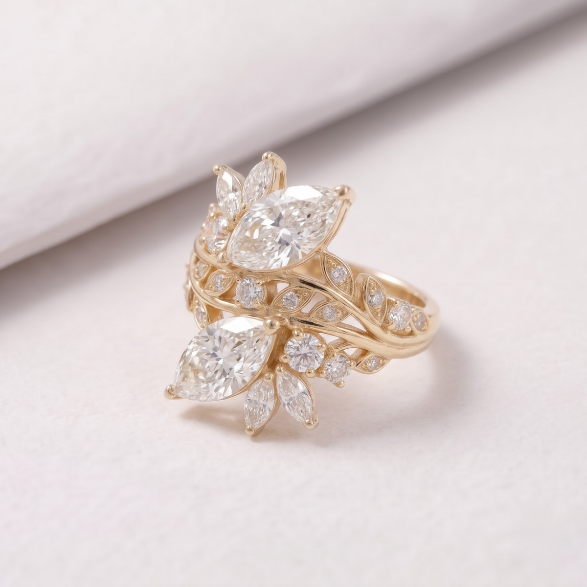 2 CT Pear Cut Curved Lab-Grown Diamond Engagement Ring