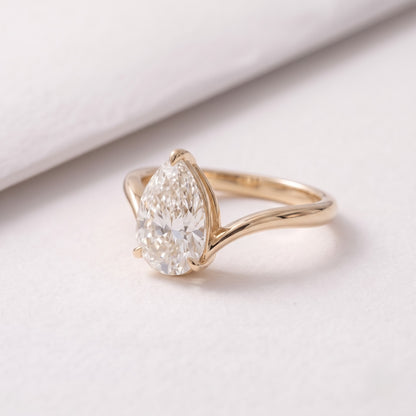 3 CT Pear Cut Solitaire Lab-Grown Diamond Engagement Ring