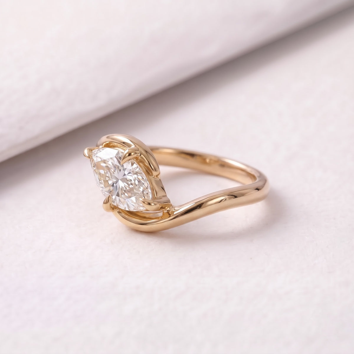 2 CT East West Marquise Cut Solitaire Lab-Grown Diamond Engagement Ring