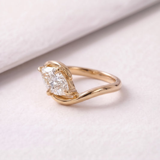 2 CT East West Marquise Cut Solitaire Lab-Grown Diamond Engagement Ring