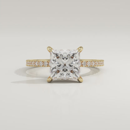 Princess Cut Pave Lab-Grown Diamond Engagement Ring