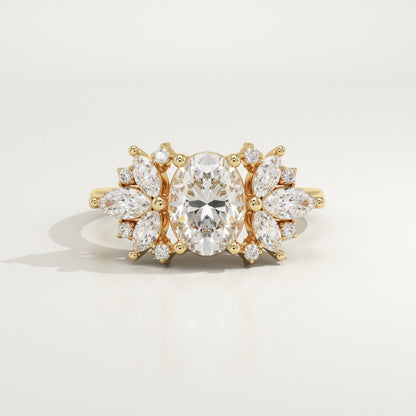 Oval Cut Cluster Lab-Grown Diamond Engagement Ring