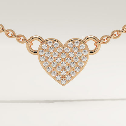 0.14 TCW Round Lab-Grown Diamond Heart Shaped Charm Necklace