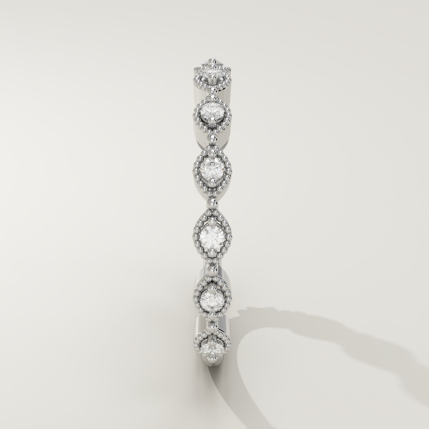 0.16 TCW Round Moissanite Half Eternity Wedding Band (US Size 5.75 Ready To Ship)