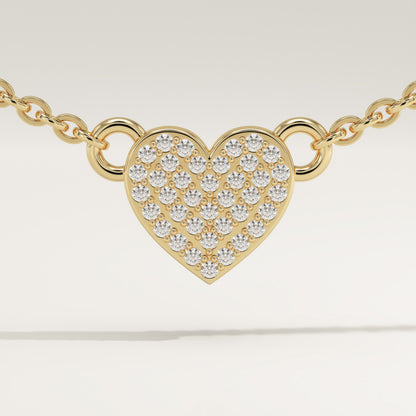 0.14 TCW Round Lab-Grown Diamond Heart Shaped Charm Necklace
