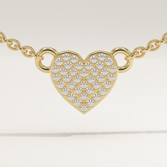 0.14 TCW Round Lab-Grown Diamond Heart Shaped Charm Necklace