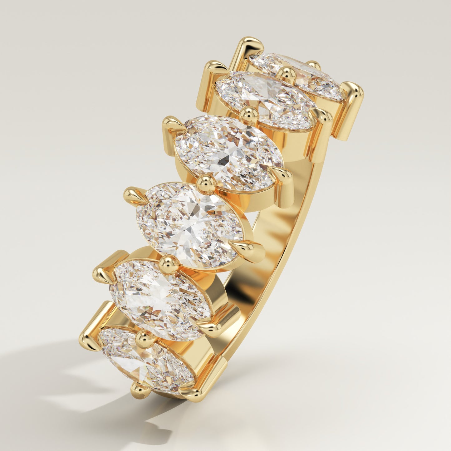 0.4 TCW Oval Lab Grown Diamond Half Eternity Wedding Band (US Size 4.75 Ready To Ship)