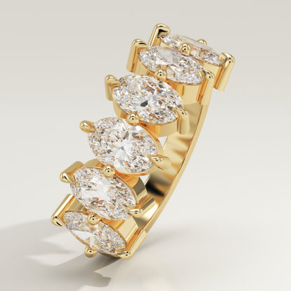 0.4 TCW Oval Lab Grown Diamond Half Eternity Wedding Band (US Size 4.75 Ready To Ship)